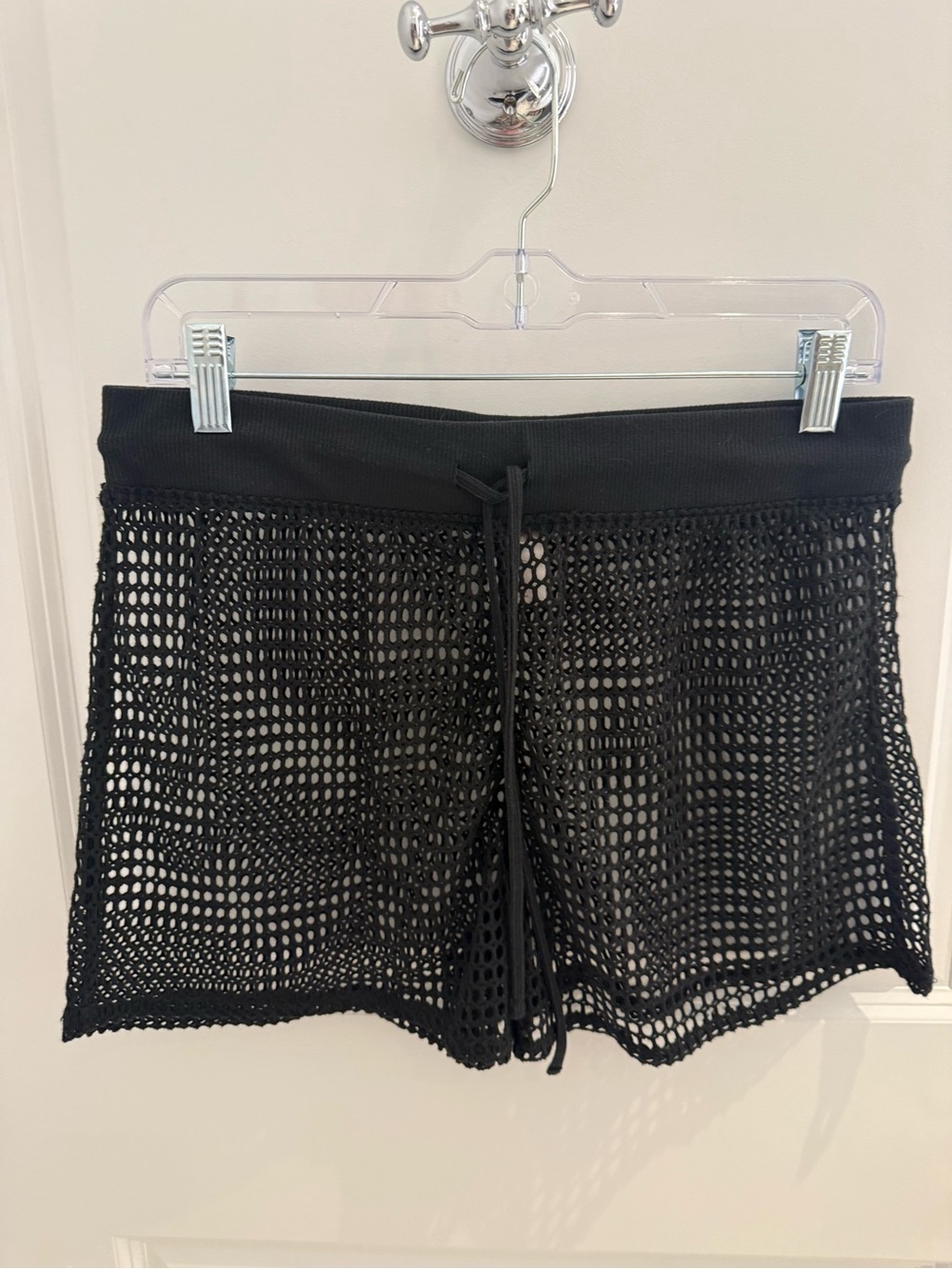 Black Mesh Beach Coverup Women's Shorts